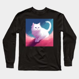 Mesmerizing Pearls: The Captivating White Fluffy Cats Long Sleeve T-Shirt